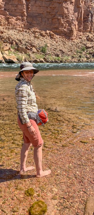 Karin wading in the Colorado River